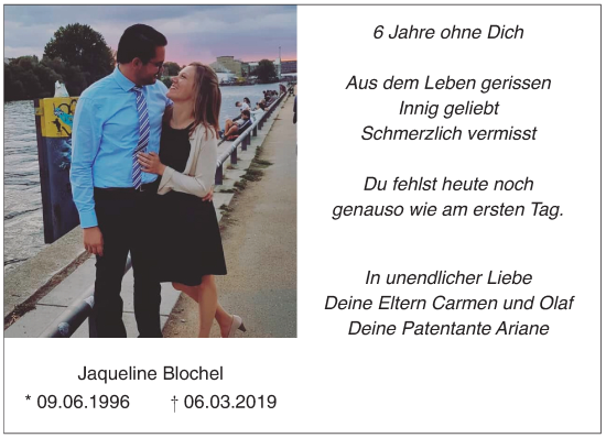 Traueranzeige von Jaqueline Blochel von Rheinische Post