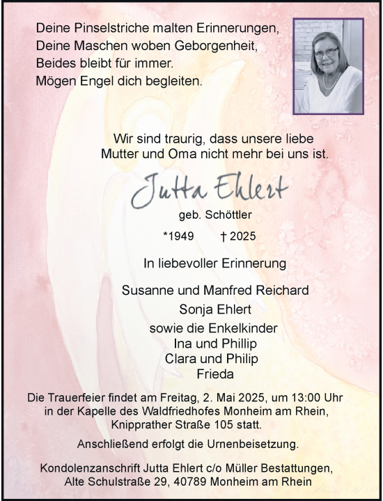 Traueranzeige von Jutta Ehlezt von Rheinische Post
