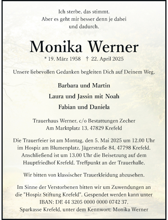 Traueranzeige von Monika Werner von Rheinische Post