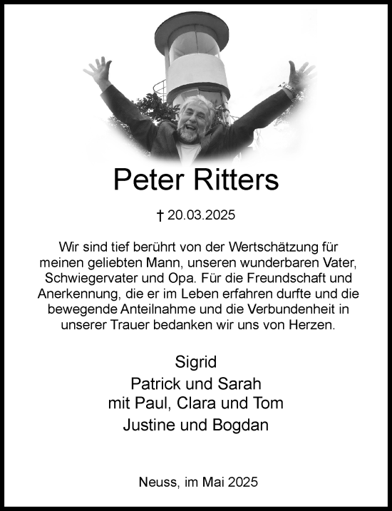 Traueranzeige von Peter Ritters von Rheinische Post