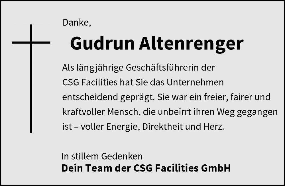  Traueranzeige für Gudrun Altenrenger vom 09.08.2025 aus Rheinische Post