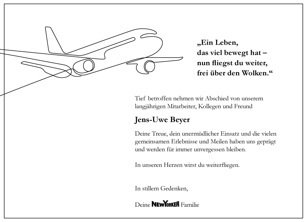  Traueranzeige für Jens-Uwe Beyer vom 30.08.2025 aus Rheinische Post