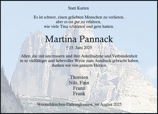 Traueranzeige von Martina Pannack von Rheinische Post