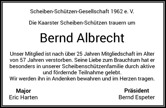 Traueranzeige von Bernd Albrecht von Rheinische Post