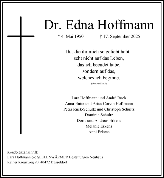 Traueranzeige von Edna Hoffmann von Rheinische Post