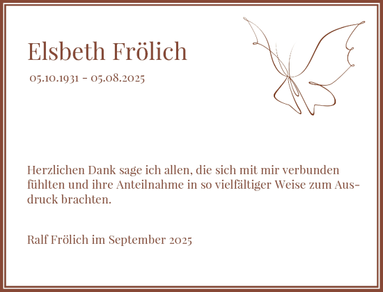 Traueranzeige von Elsbeth Frölich von Rheinische Post