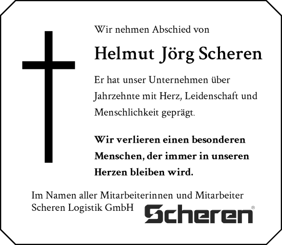 Traueranzeige von Helmut Jörg Scheren von Rheinische Post