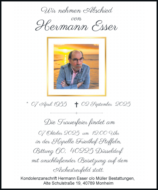 Traueranzeige von Hermann Esser von Rheinische Post