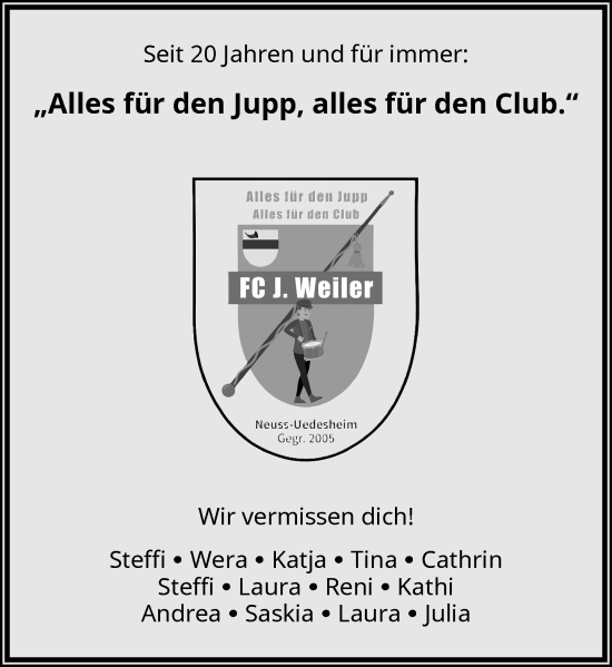 Traueranzeige von Jupp  von Rheinische Post