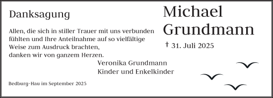 Traueranzeige von Michael Grundmann von Rheinische Post