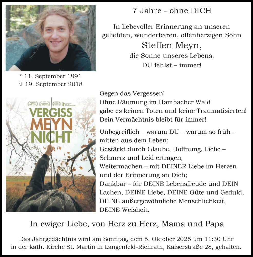  Traueranzeige für Steffen Meyn vom 04.10.2025 aus Rheinische Post