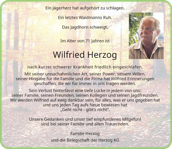 Traueranzeige von Wilfried Herzog von Rheinische Post