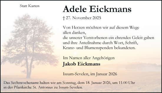 Traueranzeige von Adele Eickmans von Rheinische Post