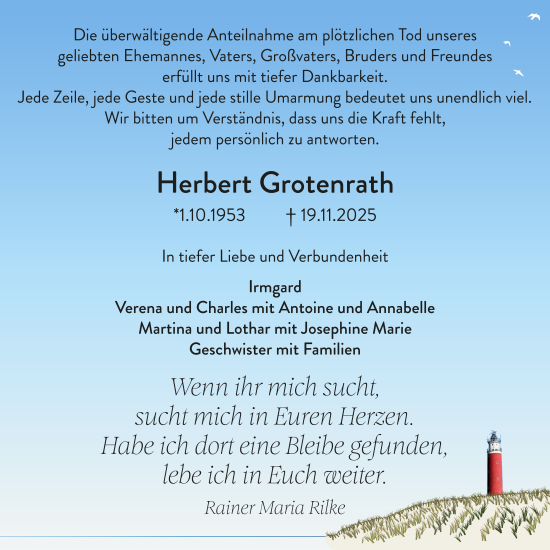 Traueranzeige von Herbert Grotenrath von Rheinische Post