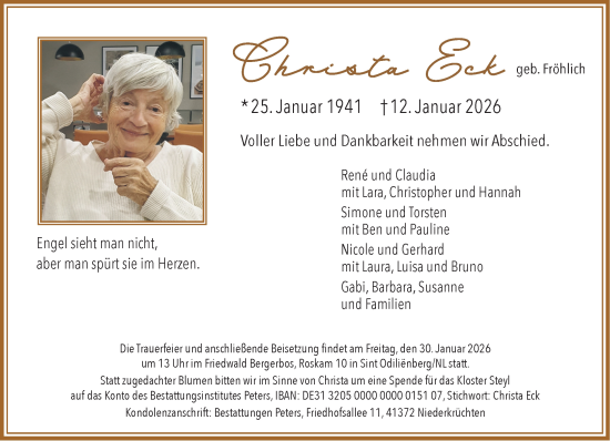 Traueranzeige von Christa Eck von Rheinische Post