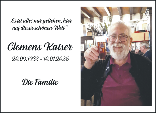 Traueranzeige von Clemens Kaiser von Rheinische Post