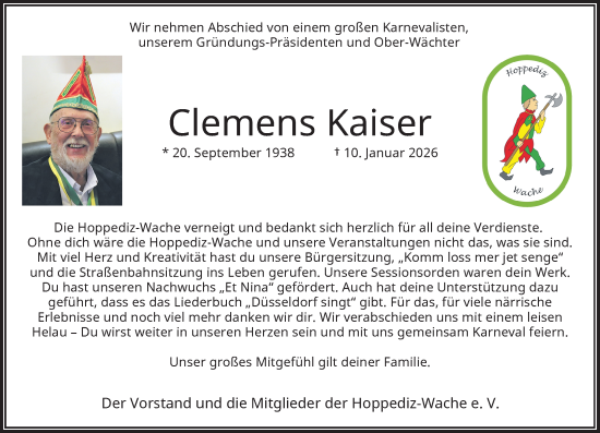 Traueranzeige von Clemens Kaiser von Rheinische Post