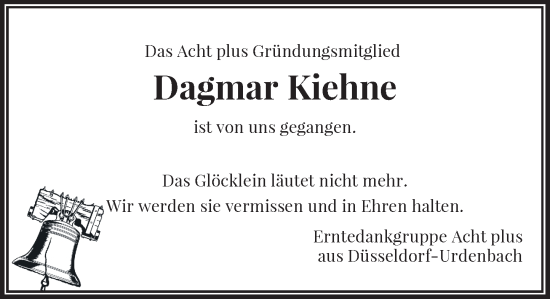 Traueranzeige von Dagmar Kiehne von Rheinische Post