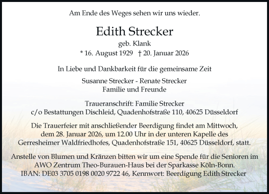 Traueranzeige von Edith Strecker von Rheinische Post