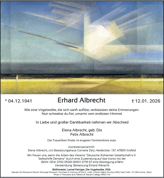 Traueranzeige von Erhard Albrecht von Rheinische Post