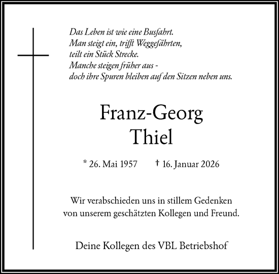 Traueranzeige von Franz-Georg Thiel von Rheinische Post