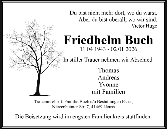 Traueranzeige von Friedhelm Buch von Rheinische Post