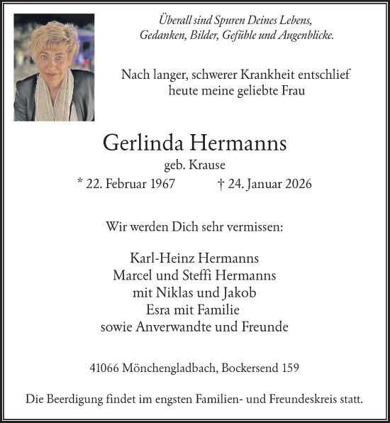 Traueranzeige von Gerlinda Hermanns von Rheinische Post