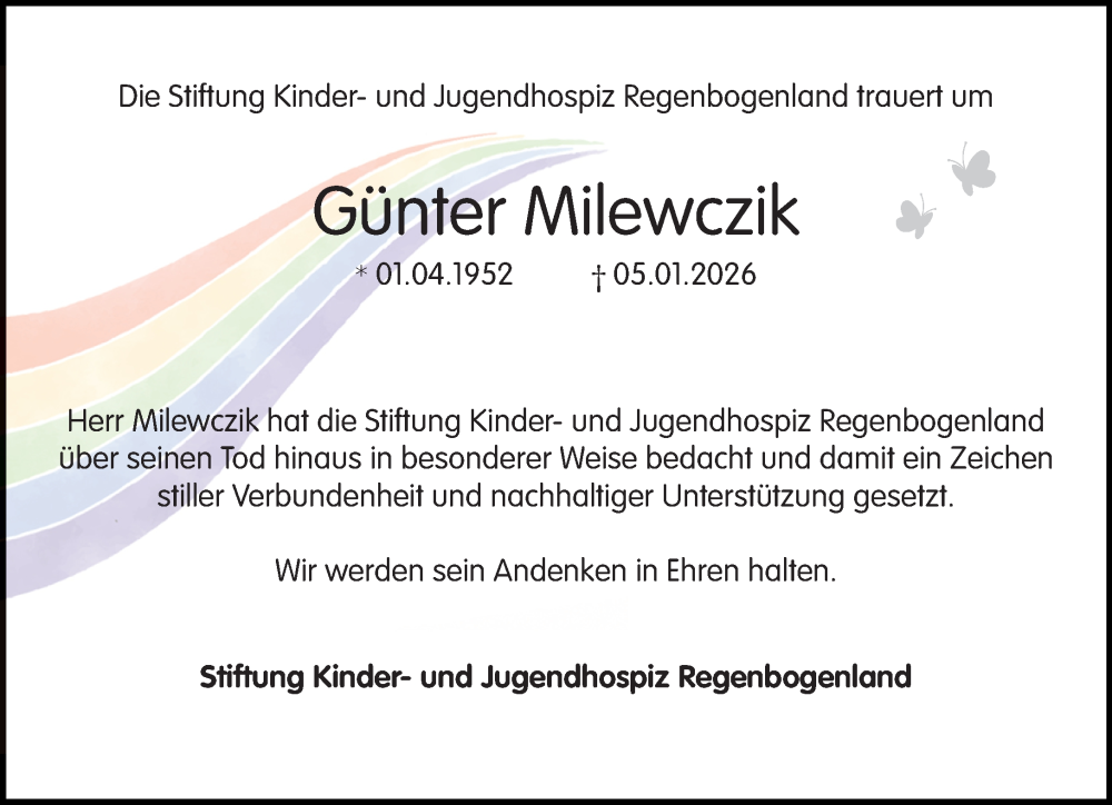  Traueranzeige für Günter Milewczik vom 24.01.2026 aus Rheinische Post