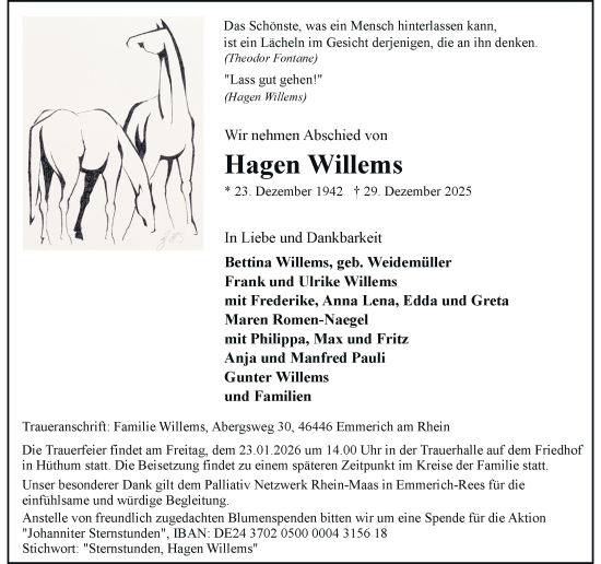 Traueranzeige von Hagen Willems von Rheinische Post