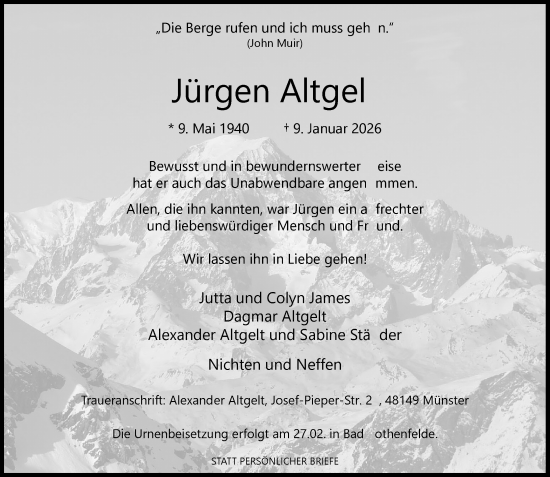 Traueranzeige von Jürgen Altgelt von Rheinische Post
