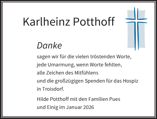 Traueranzeige von Karlheinz Potthoff von Rheinische Post