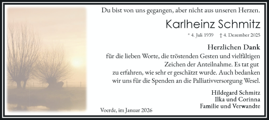 Traueranzeige von Karlheinz Schmitz von Rheinische Post