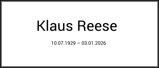 Traueranzeige von Klaus Reese von Rheinische Post