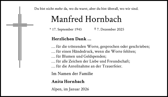 Traueranzeige von Manfred Hornbach von Rheinische Post