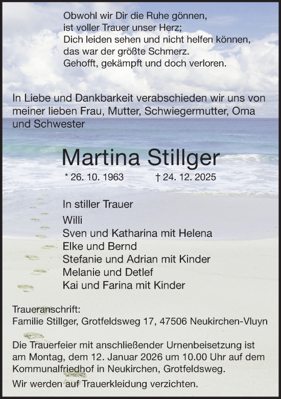 Traueranzeige von Martina Stillger von Rheinische Post