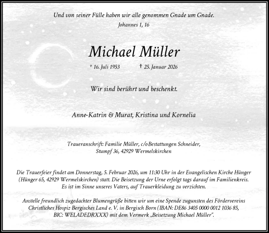 Traueranzeige von Michael Müller von Rheinische Post