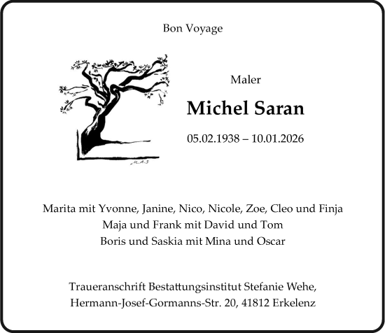 Traueranzeige von Michel Saran von Rheinische Post