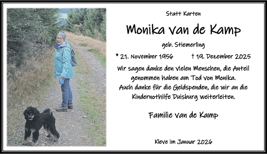 Traueranzeige von Monika van de Kamp von Rheinische Post
