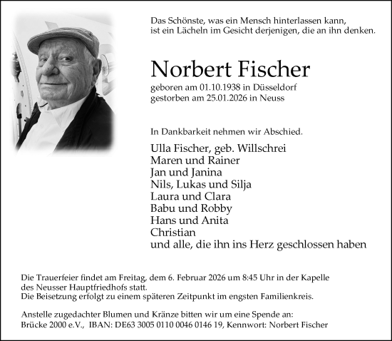Traueranzeige von Norbert Fischer von Rheinische Post