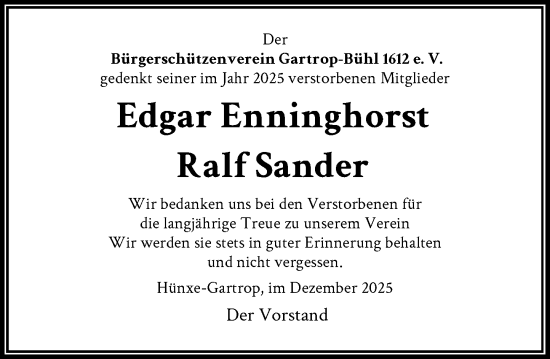 Traueranzeige von Ralf Sander von Rheinische Post