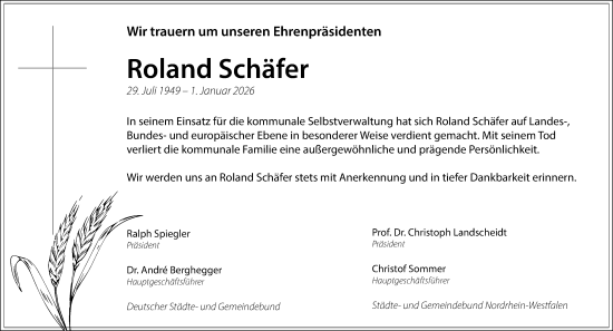 Traueranzeige von Roland Schäfer von Rheinische Post