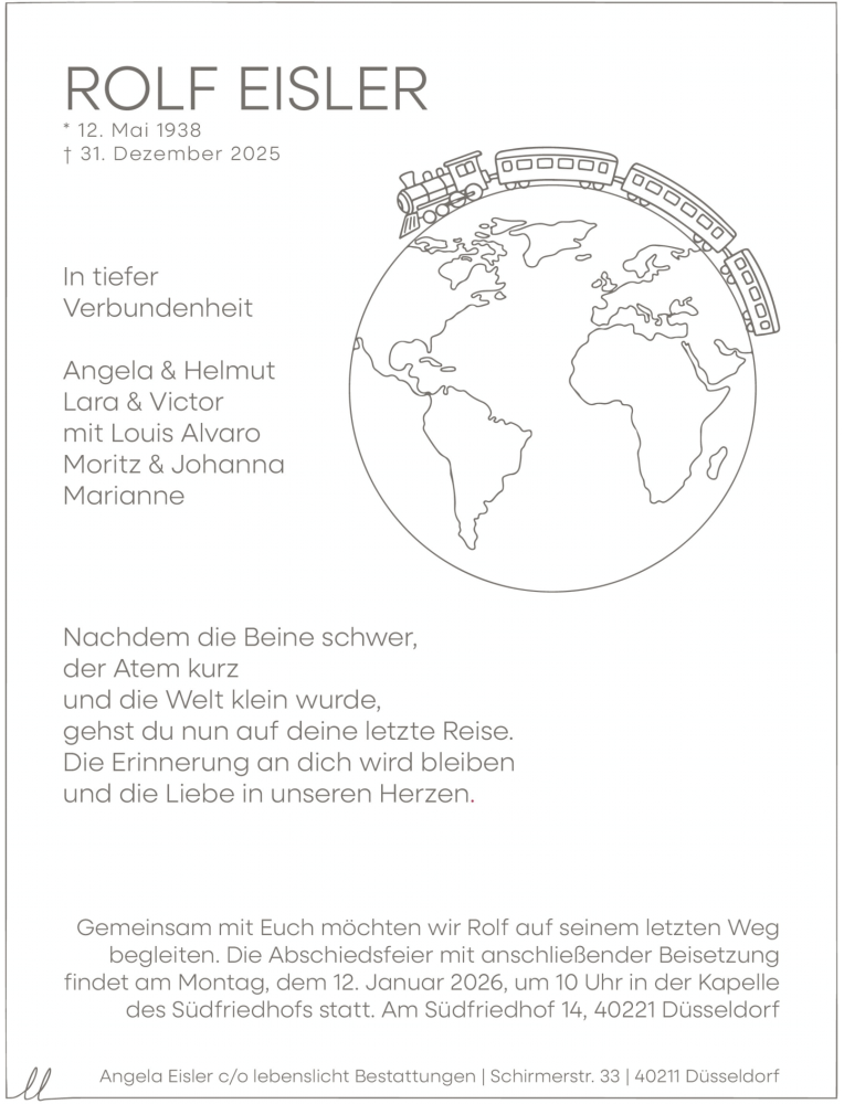  Traueranzeige für Rolf Eisle vom 10.01.2026 aus Rheinische Post