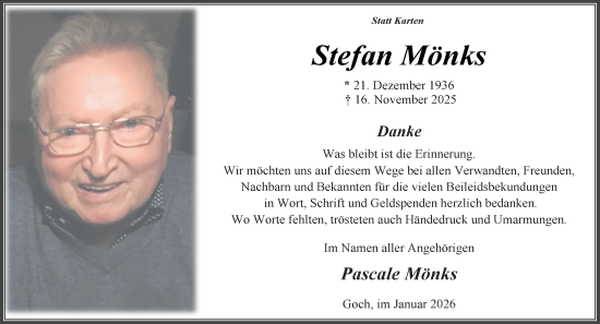 Traueranzeige von Stefan Mönks von Rheinische Post