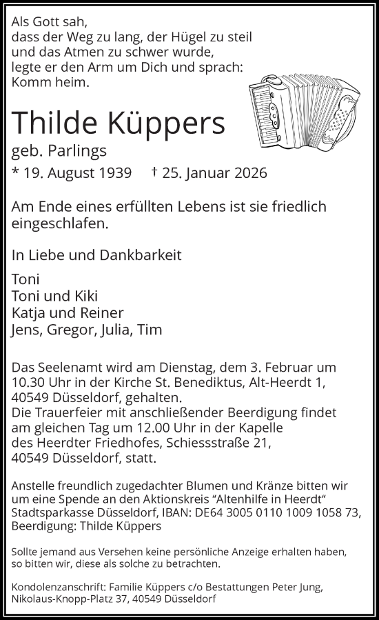 Traueranzeige von Thilde Küppers von Rheinische Post