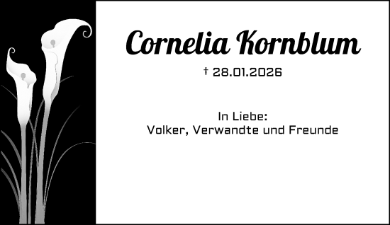 Traueranzeige von Cornelia Kornblum von Rheinische Post