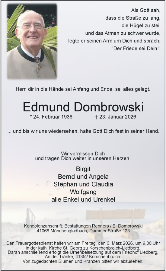 Traueranzeige von Edmund Dombrowski von Rheinische Post