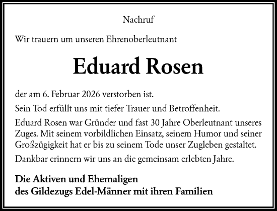 Traueranzeige von Eduard Rosen von Rheinische Post