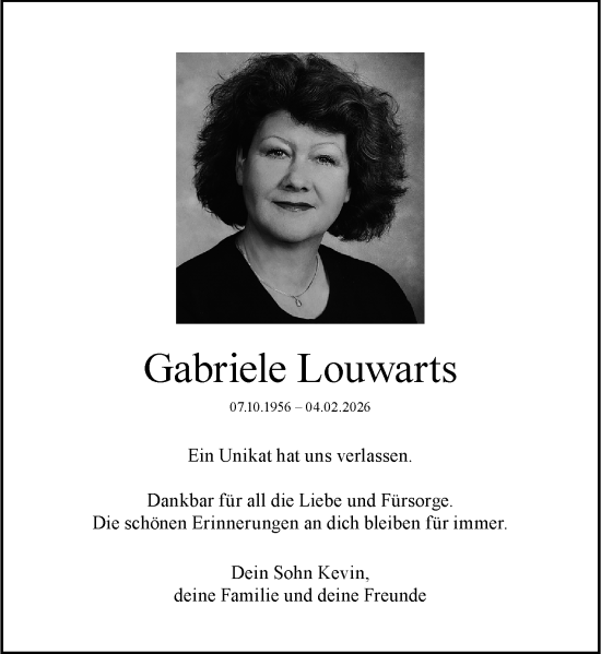 Traueranzeige von Gabriele Louwarts von Rheinische Post