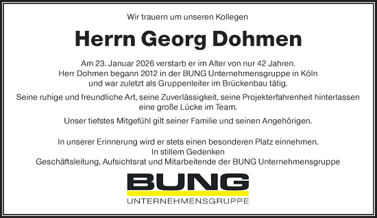 Traueranzeige von Georg Dohmen von Rheinische Post
