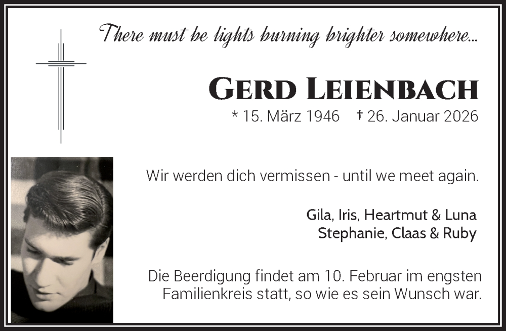  Traueranzeige für Gerd Leienbach vom 07.02.2026 aus Rheinische Post